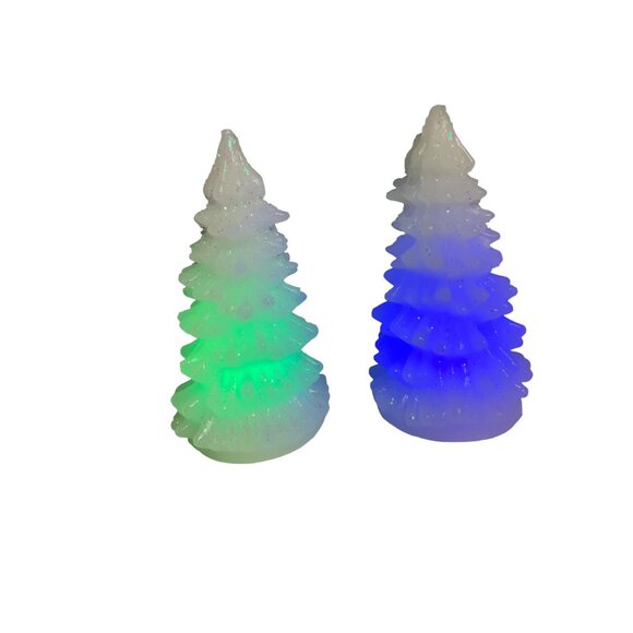 LED color Changing Wax Christmas Trees- set of 2 - Picture 10 of 16